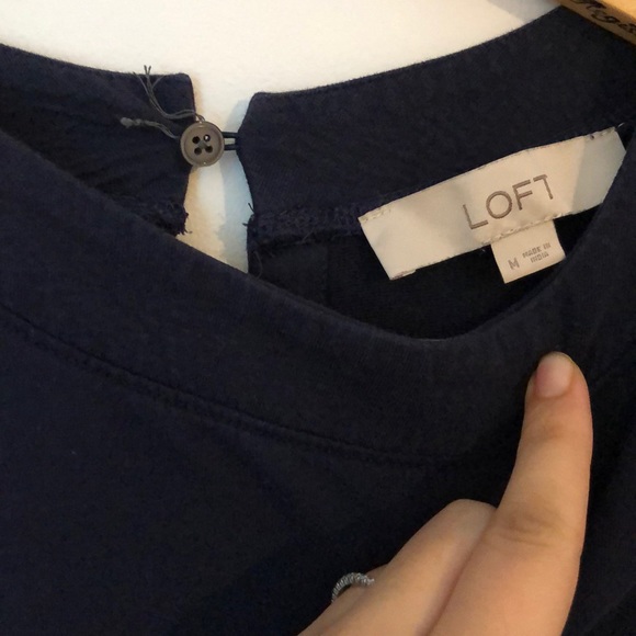 LOFT Puff Sleeve Navy Dress - Picture 5 of 5